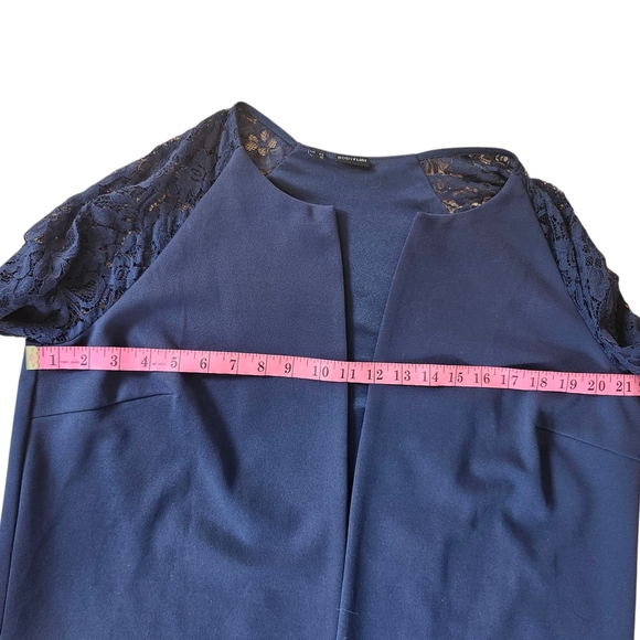 Navy Blue Lace Sleeve Blazer Romantic Officewear Feminine Chic Sz 44 EU/US L - Picture 5 of 10